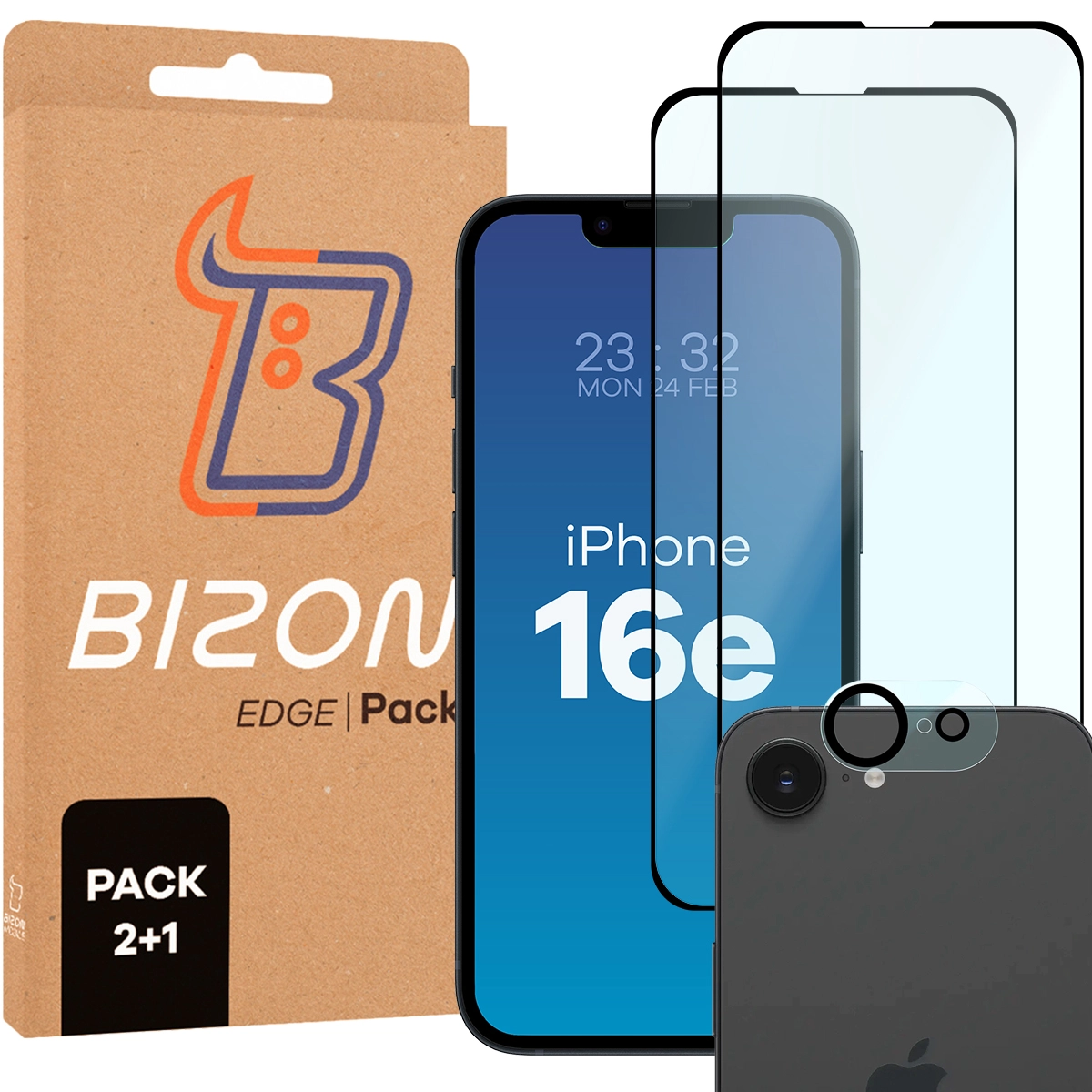 Zestaw ochronny Bizon 2x szkło + szybka na aparat Edge 2 Pack do Apple iPhone 16e