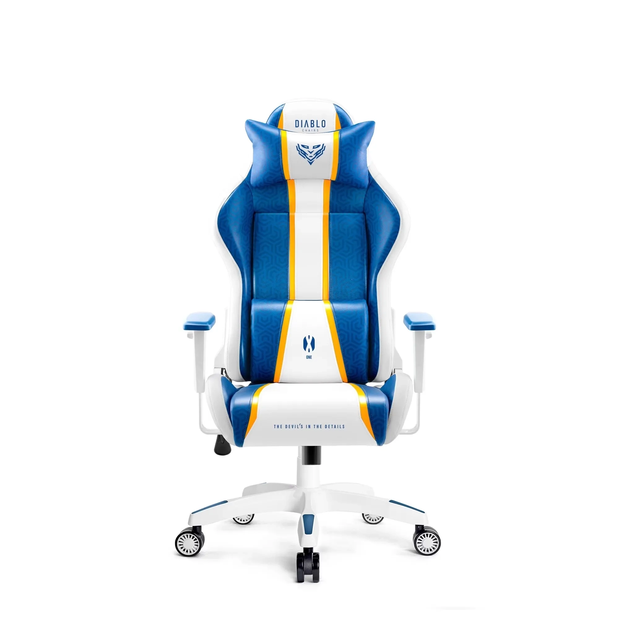 Fotel Diablo Chairs X-One 2.0 Small do 90kg Skóra ECO Biało-niebieski