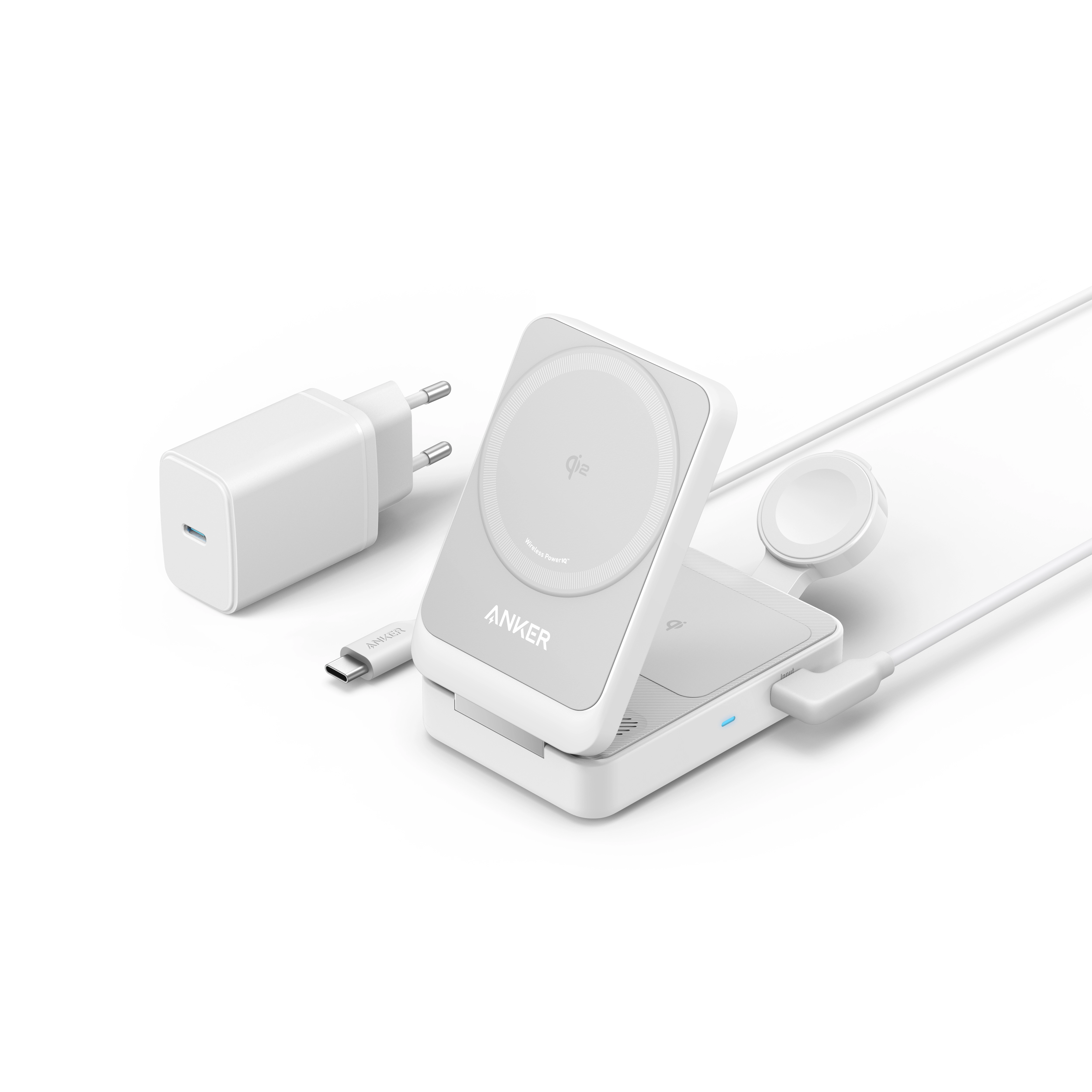 Ładowarka indukcyjna Anker MagGo 3w1 (B2557322) iPhone Apple Watch AirPods 15W Qi2 Biały