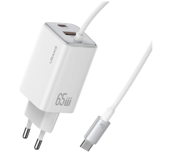 Ładowarka sieciowa USAMS JC Series CC266 65W GaN Fast Charger 2x USB-C 1x USB-A Biały