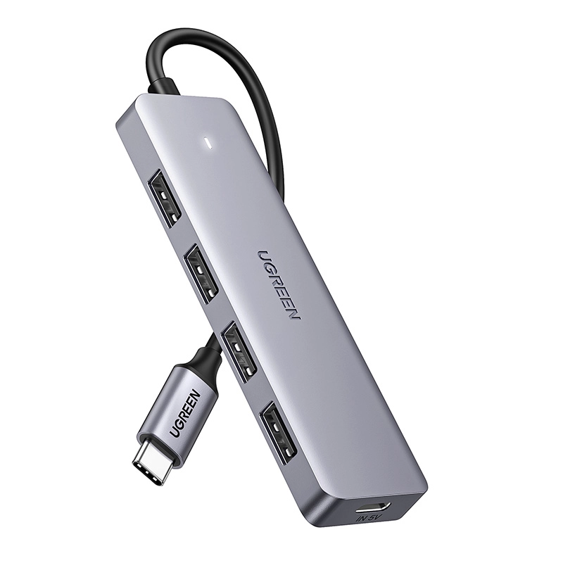 Hub USB UGREEN CM219 4w1 USB-C do 4x USB 3.0 + USB-C Szary
