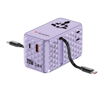 Adapter podróżny Verbatim 30188 70W 2x kabel USB-C Purple