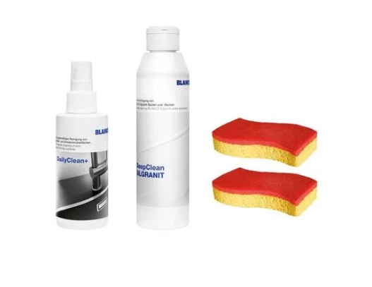 Zestaw do czyszczenia silgranitu Blanco DailyClean+ 1x150ml DeepClean 1x250ml Spontex gąbka 2szt