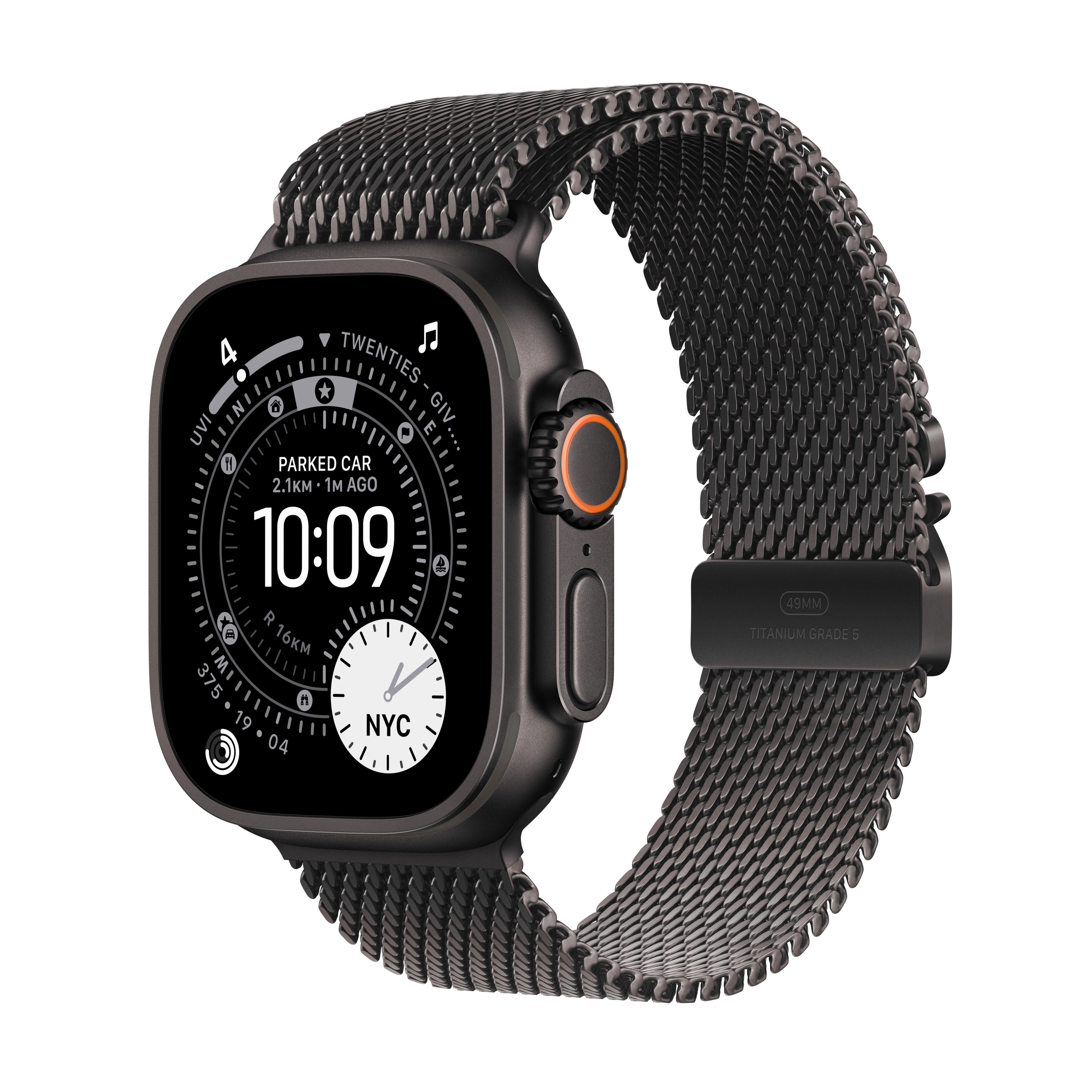 Apple Watch Ultra 3&nbsp;GPS + Cellular koperta z tytanu Czarna 49mm Bransoleta mediolańska z tytanu Czarna Rozmiar L