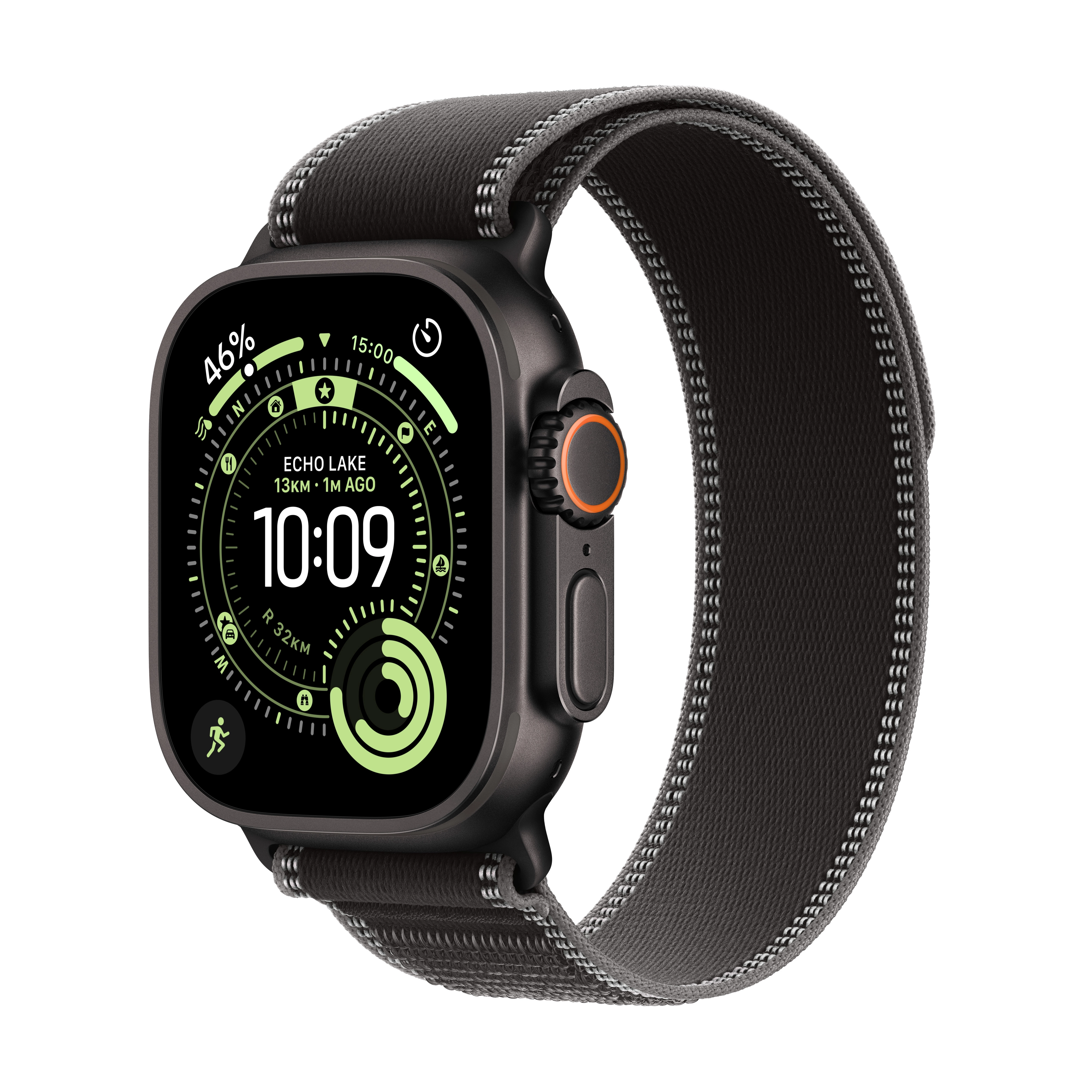 Apple Watch Ultra 3&nbsp;GPS + Cellular koperta z tytanu Czarna 49mm Opaska Trail Czarna Rozmiar S/M