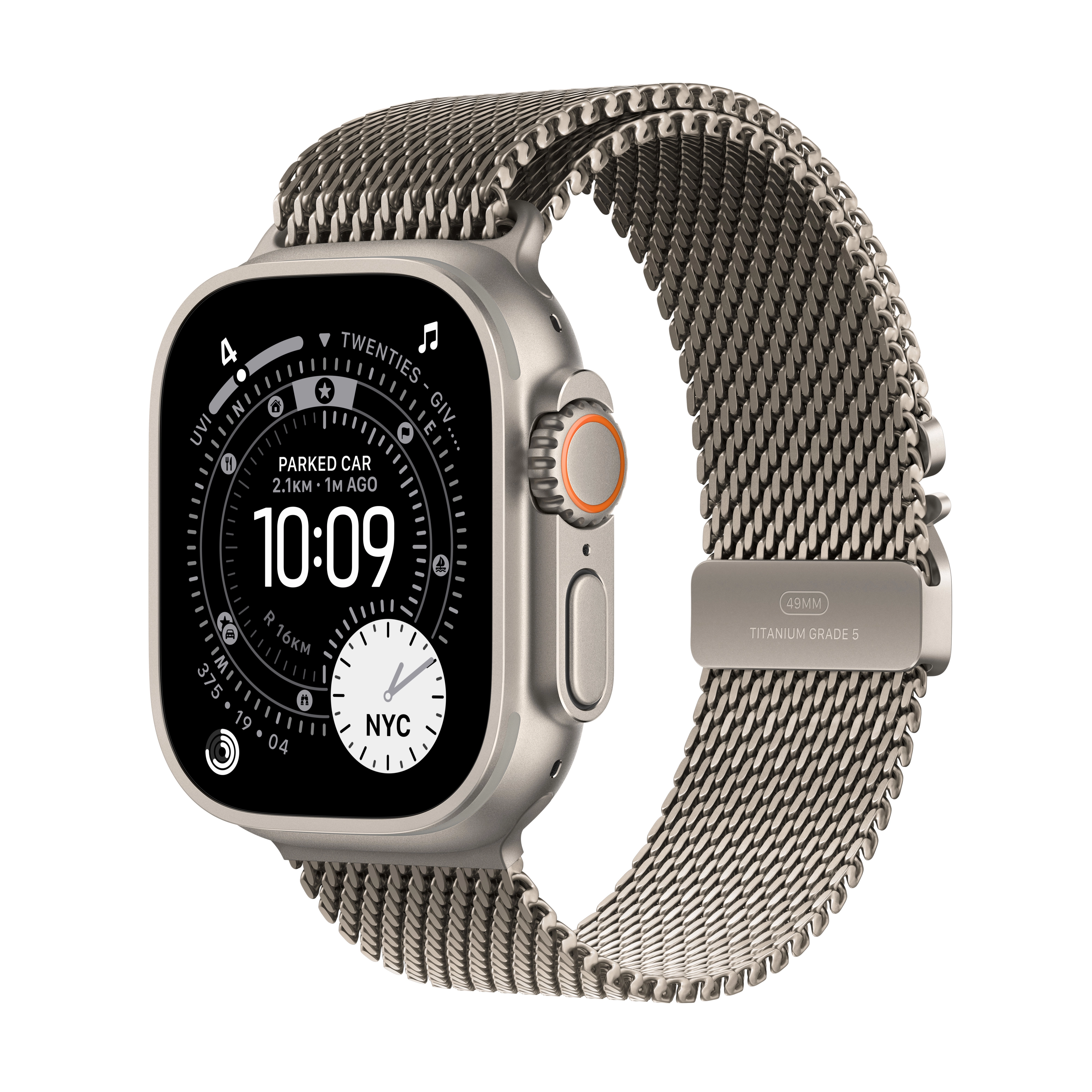 Apple Watch Ultra 3 GPS + Cellular koperta z natural tytanu Szary 49mm Bransoleta mediolańska z natural tytanu Rozmiar S