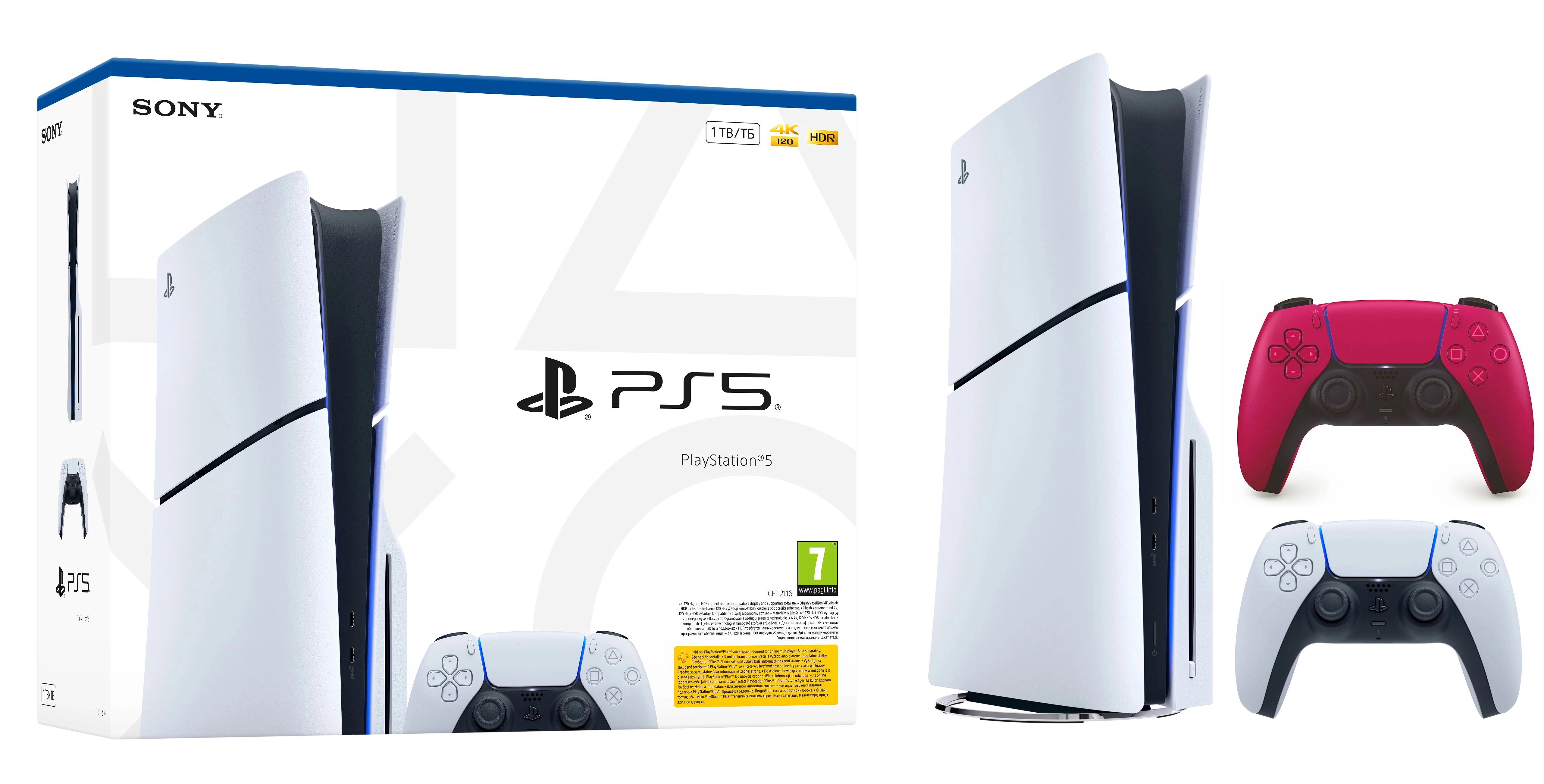 Konsola Sony PlayStation 5 Slim E Chassis (PS5) 1TB z napędem + Dodatkowy Pad Czerwony