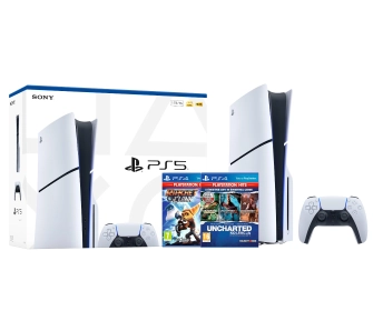 Konsola Sony PlayStation 5 Slim E Chassis (PS5) 1TB z napędem + Ratchet & Clank + Uncharted: Kolekcja Nathana Drake'a