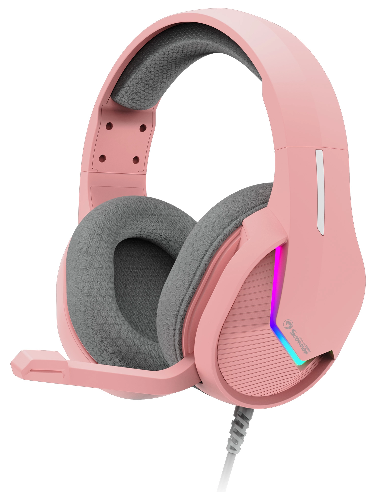 Słuchawki przewodowe z mikrofonem Marvo Tactic 40 Nauszne Różowy