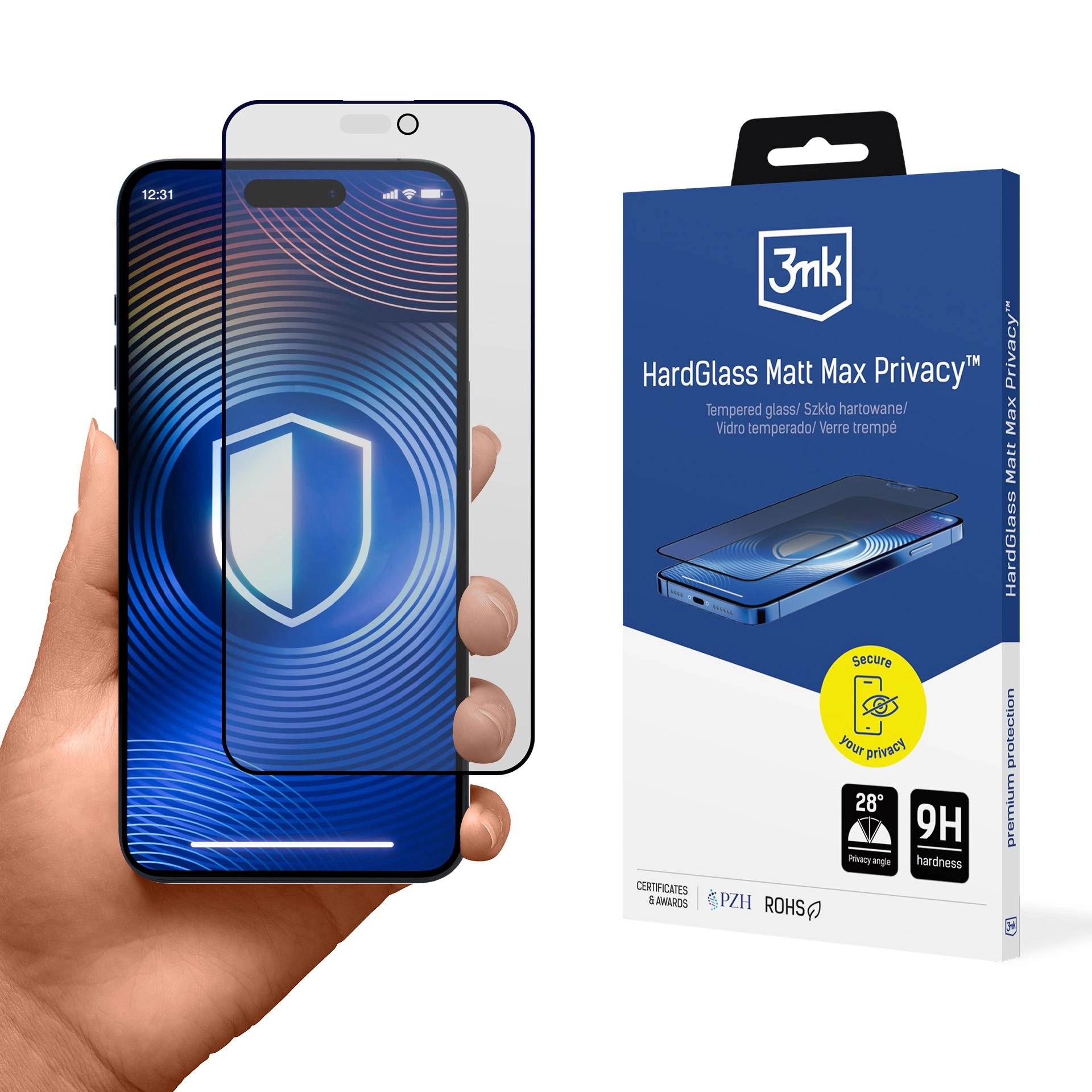 Szkło hartowane 3mk HardGlass Matt Max Privacy do iPhone 17 Pro