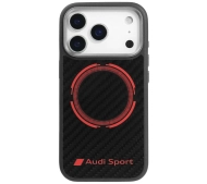 AUDI RSQ Carbon Fiber Sport Red Circle MagSafe do iPhone 17 Pro Czarny