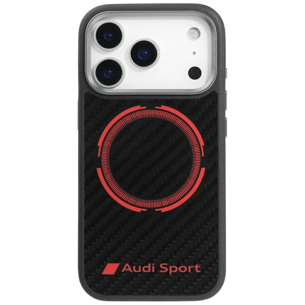 Etui AUDI RSQ Carbon Fiber Sport Red Circle MagSafe do iPhone 17 Pro Czarny
