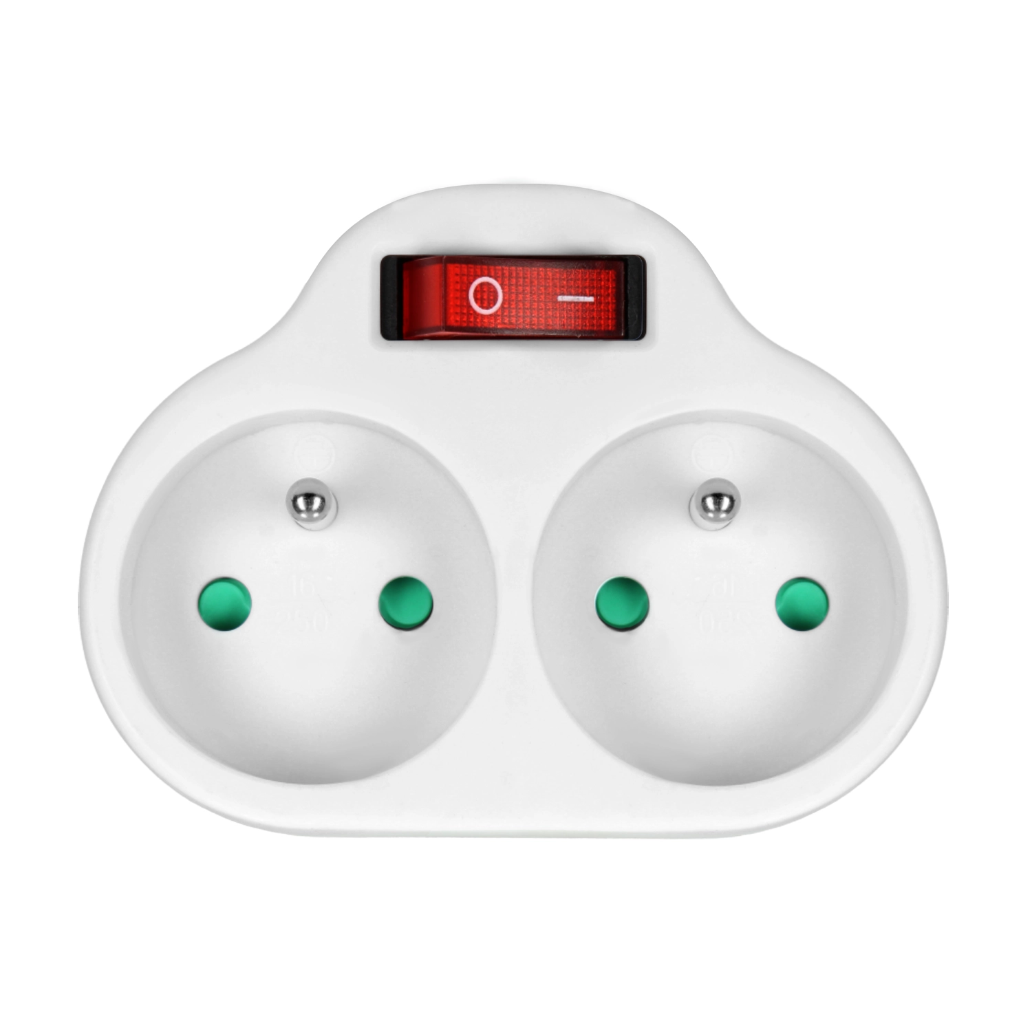 Rozgałęziacz Orno OR-AE-13187 2 gniazda z włącznikiem, Biały