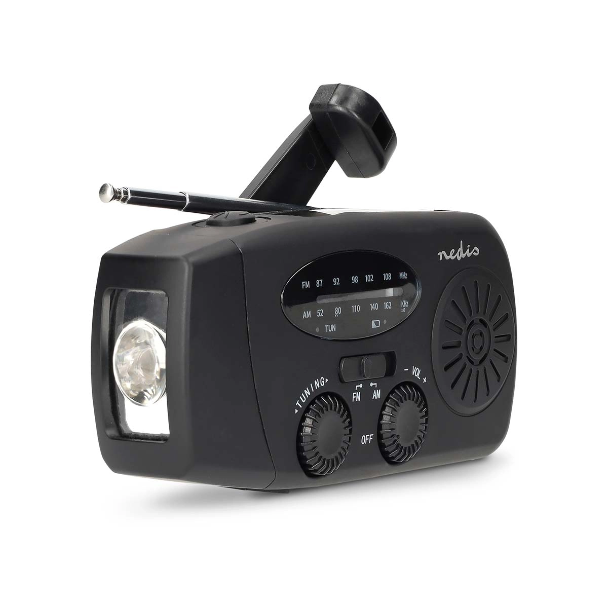 Radioodbiornik Nedis RDFMCR2000BK Emergency Radio FM Na korbkę Solarne Powerbank Czarny