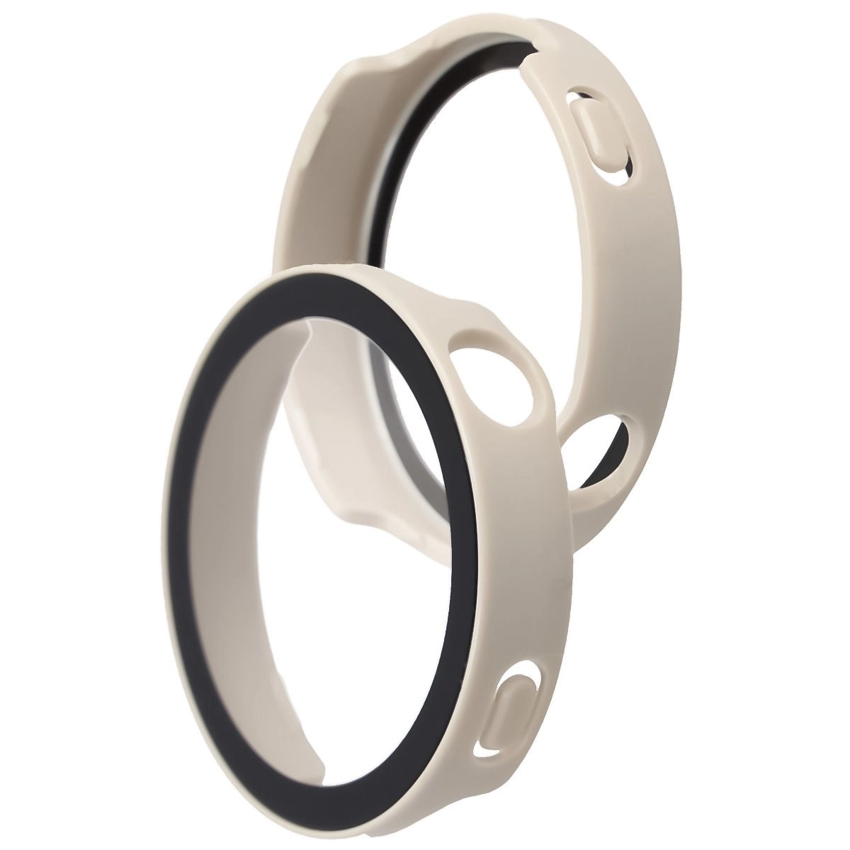 Nakładka na tarczę Bizon ze szkłem do Huawei Watch GT6 41 mm beżowy