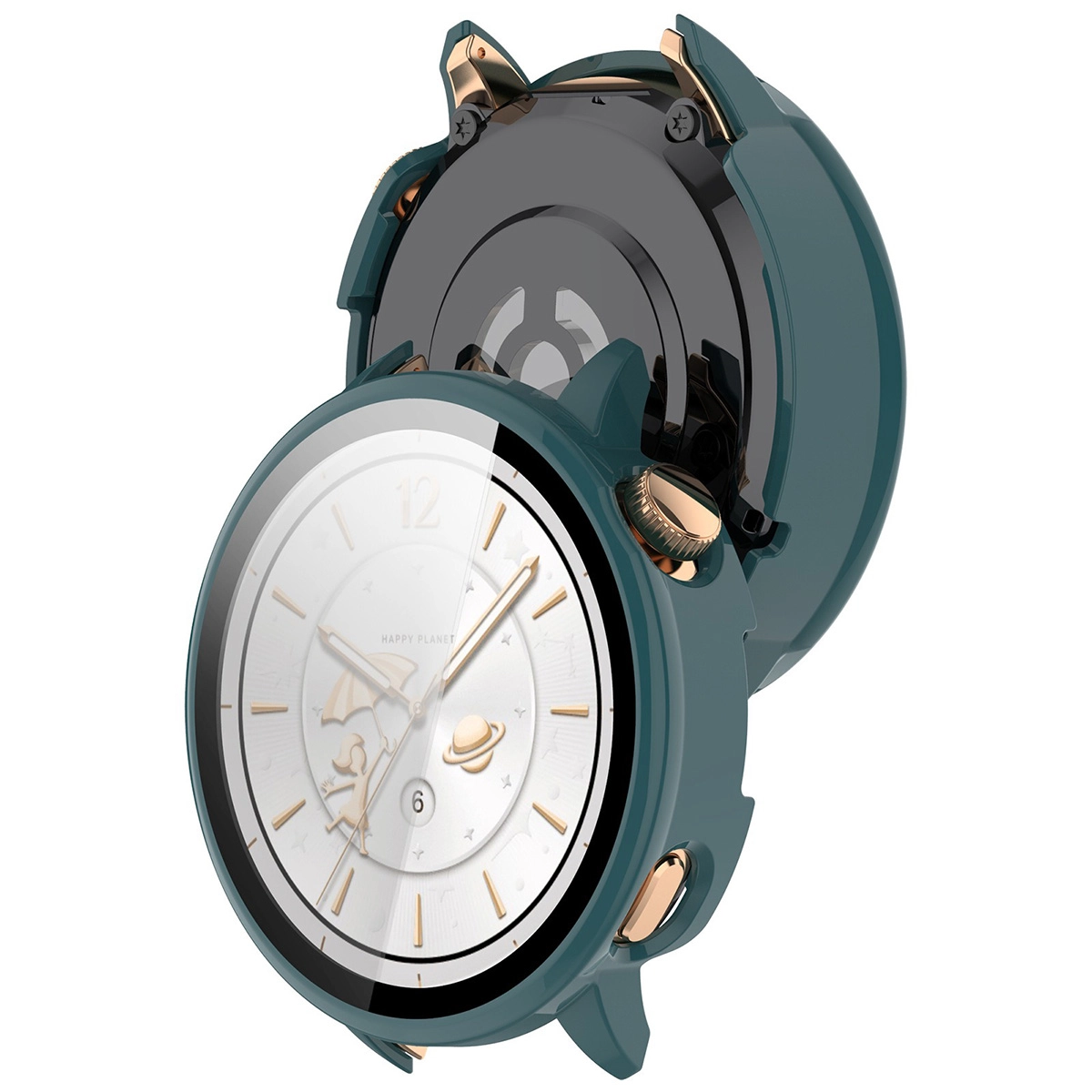 Nakładka na tarczę Bizon ze szkłem do OnePlus Watch 3 43 mm zielony