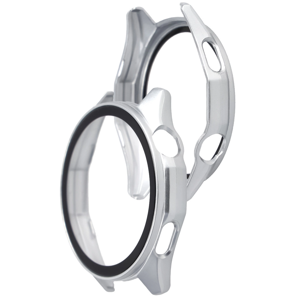 Nakładka na tarczę Bizon ze szkłem do Huawei Watch GT6 46 mm satynowo srebrny