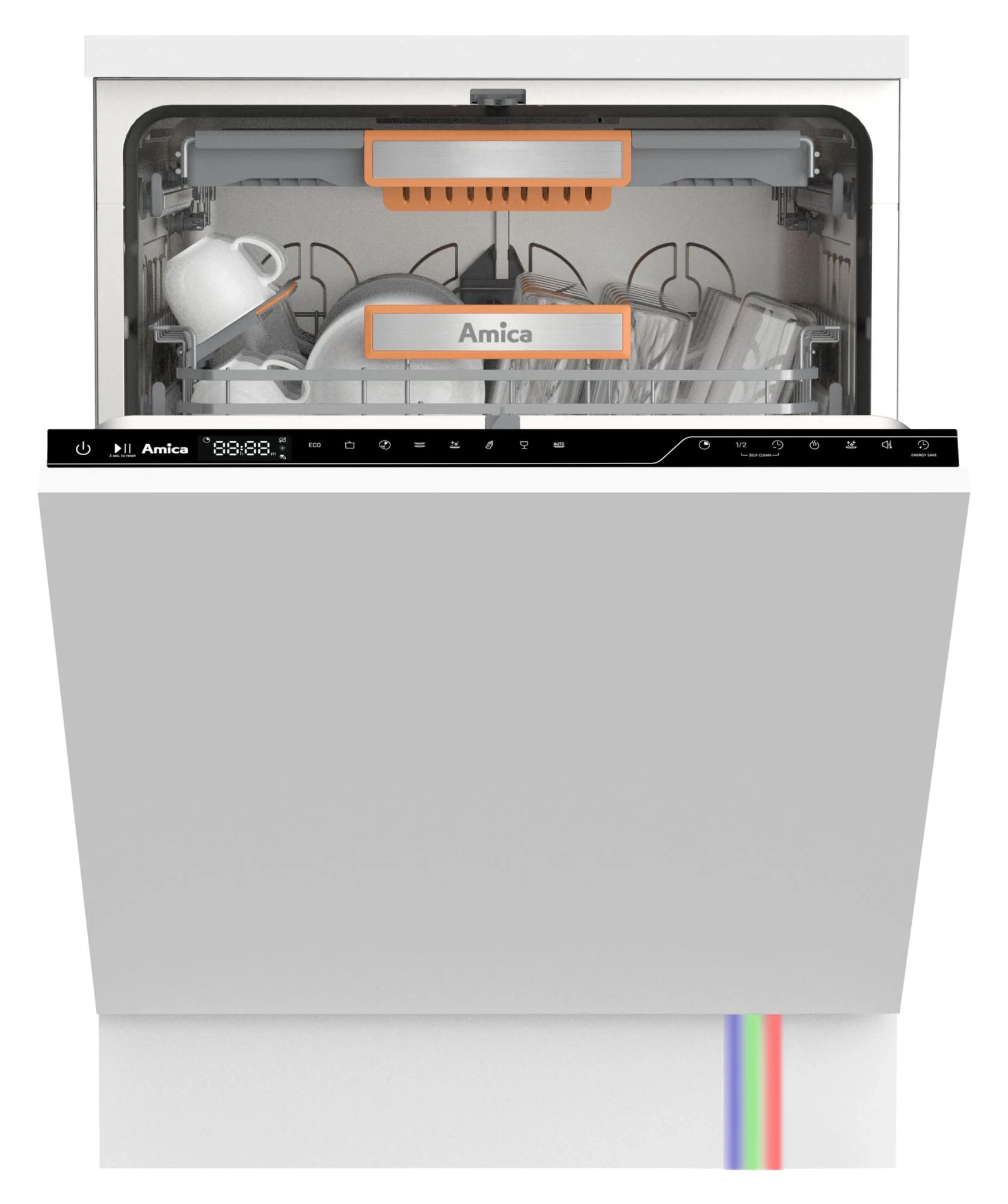 Amica DIF68C8EMONiE 59,8cm Automatyczne otwieranie drzwi Szuflada na sztućce