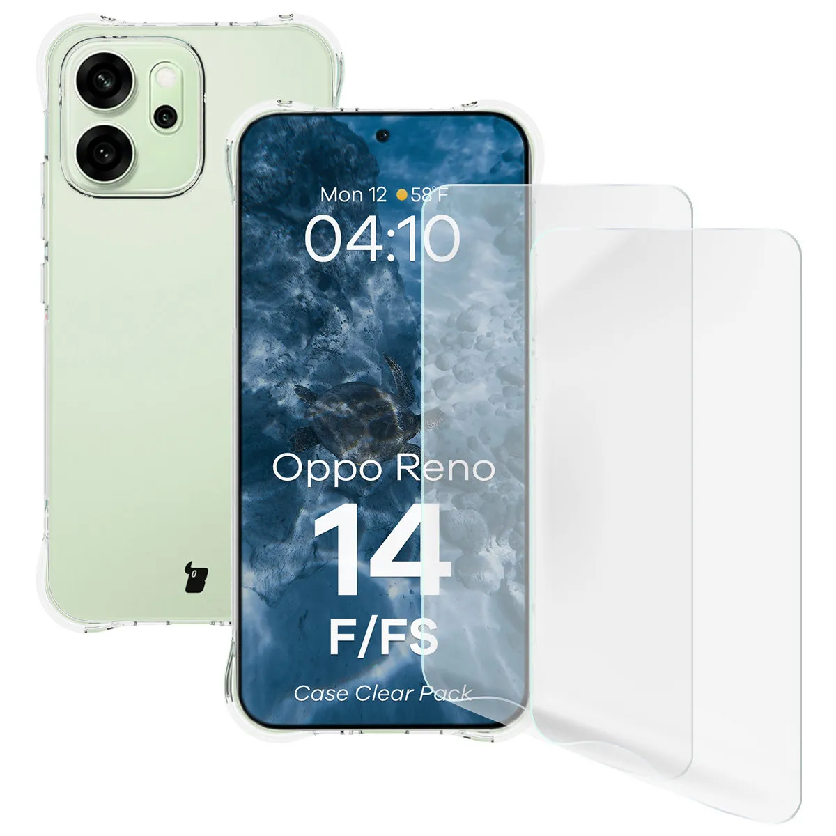 Zestaw ochronny Bizon elastyczne etui Salpa + 2x folia na ekran Clear Pack do OPPO Reno14 F / OPPO Reno14 FS
