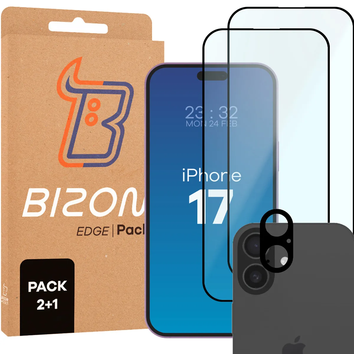 Zestaw ochronny Bizon 2x Szkło + szybka na aparat Edge 2 Pack do iPhone 17