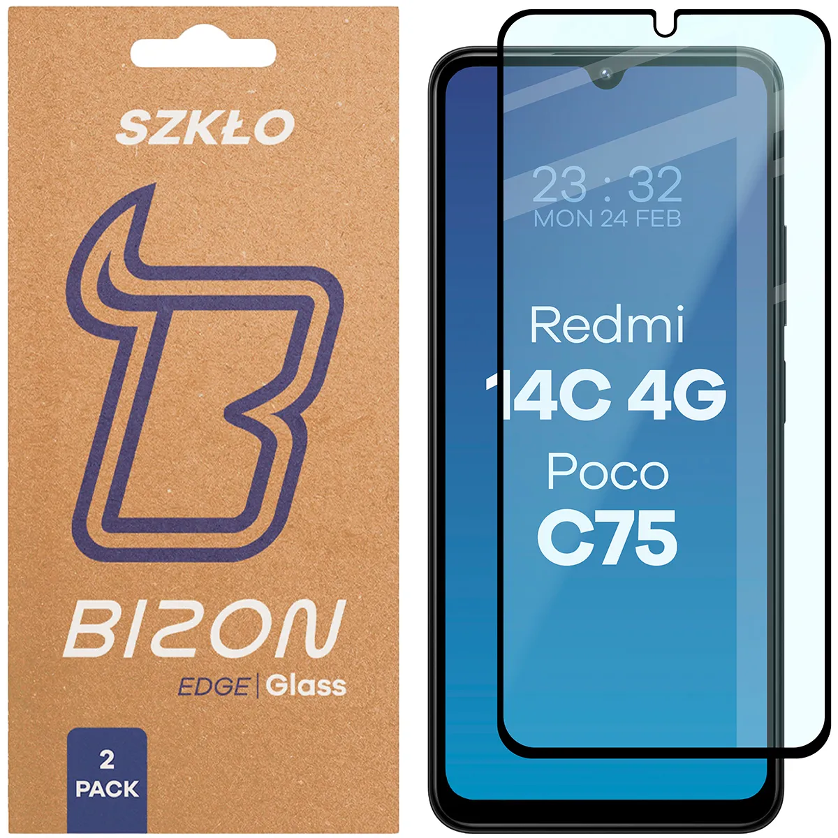 Szkło hartowane Bizon Edge Duo do Xiaomi Redmi 14C 4G / Xiaomi POCO C75