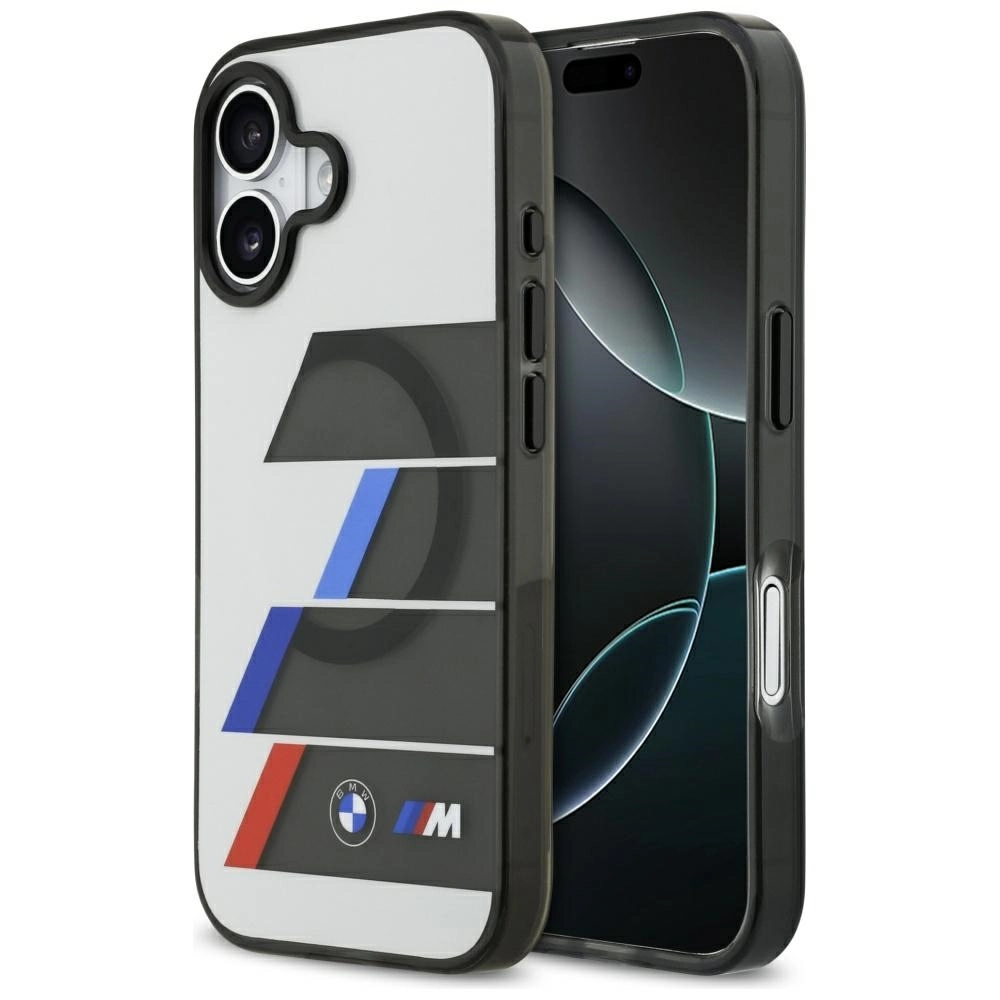 Etui BMW M IML Metal Buttons Tricolor Lines MagSafe do iPhone 17 Antracyt
