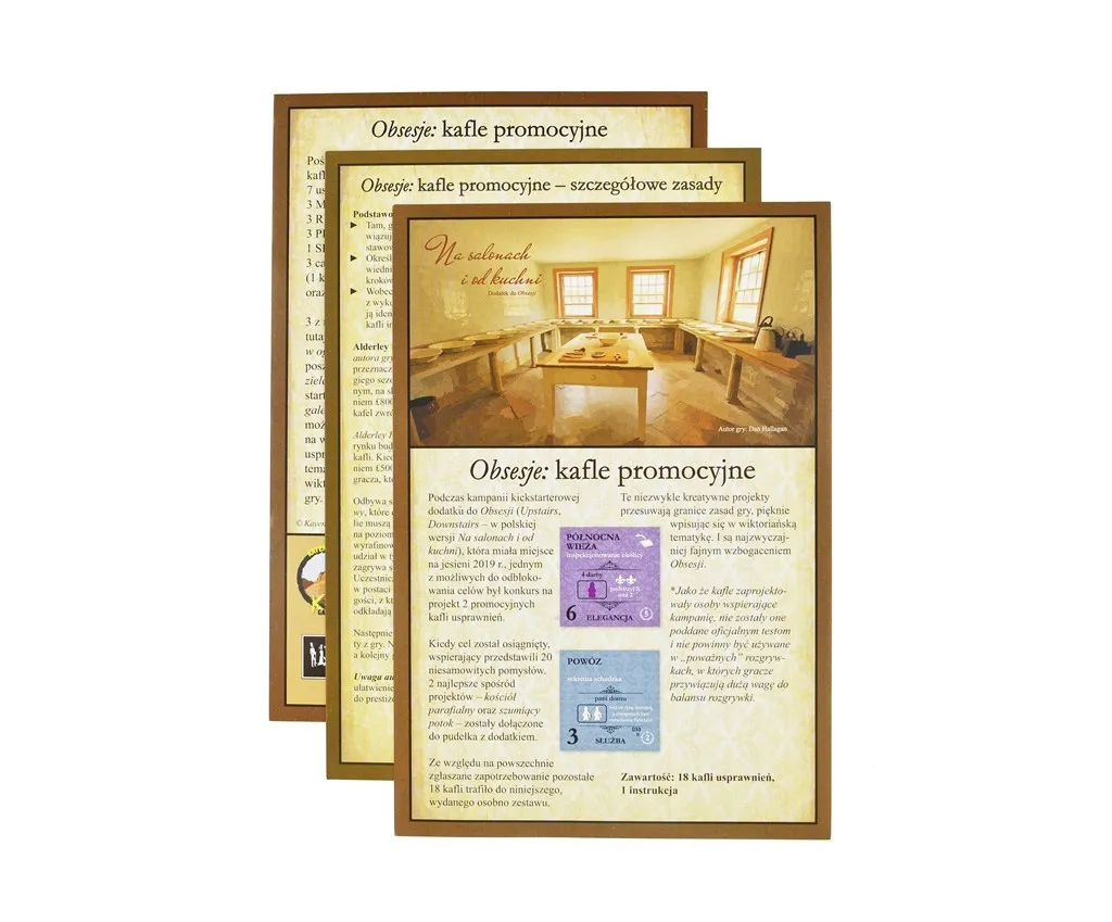 Rozszerzenie do gry Obsesje: Na salonach i od kuchni.- Kafle Promo