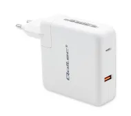 Qoltec 51710 GaN FAST USB-A USB-C 108W Biały