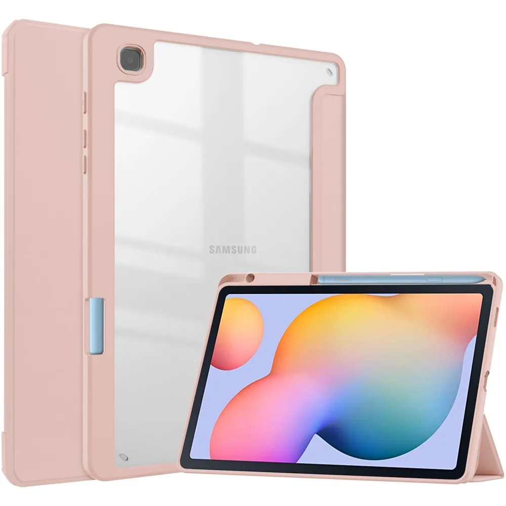Etui na tablet Bizon Case Tab Clear Matt z klapką do Samsung Galaxy Tab S6 Lite 2024/2022/2020 Różowozłoty