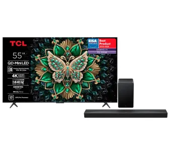 Telewizor TCL 55C6K 55" QD-Mini LED 4K 144Hz Google TV Dolby Vision IQ Dolby Atmos HDMI 2.1 DVB-T2 + Soundbar TCL Q65H