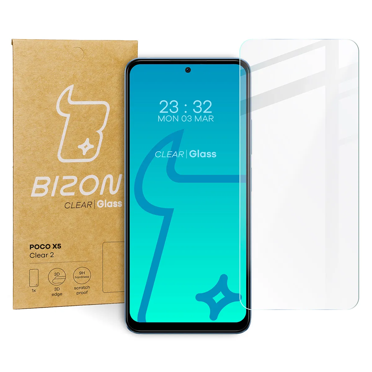 Szkło hartowane Bizon Clear 2 do Xiaomi Redmi Note 12 5G/4G, Poco X5