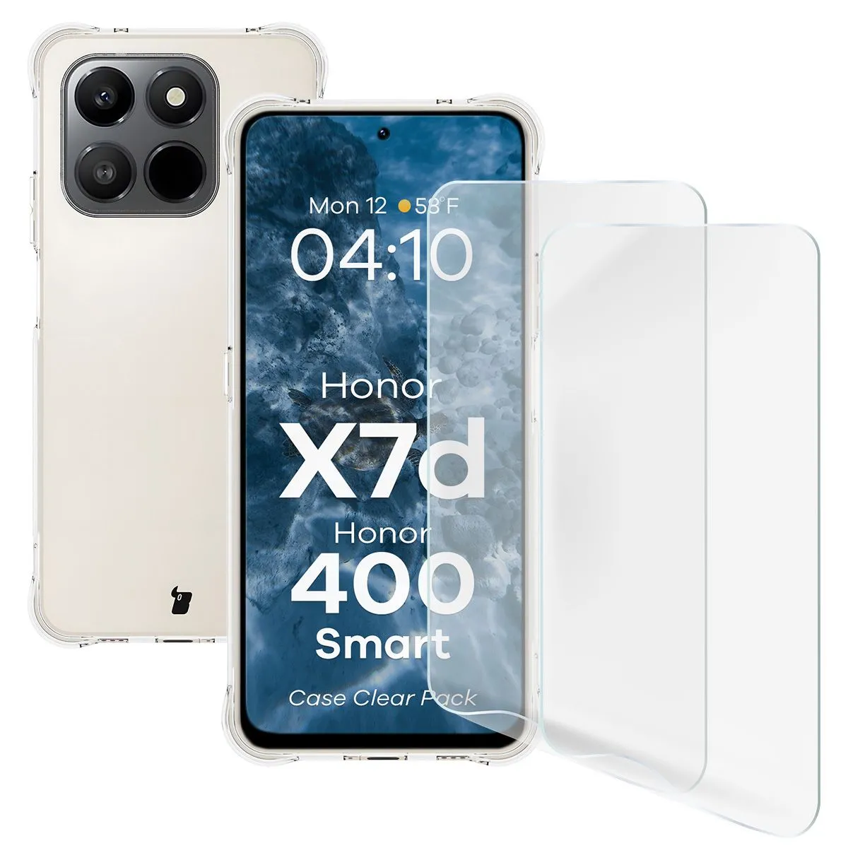 Etui Bizon elastyczne etui + folia ochronna Clear Pack do Honor X7d 4G/5G / 400 Smart 4G/5G