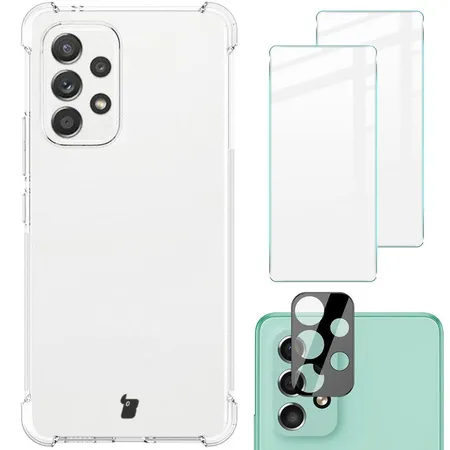 Etui Bizon elastyczne etui + 2x szkło hartowane + szkło na aparat Clear Pack do Samsung Galaxy A53 5G