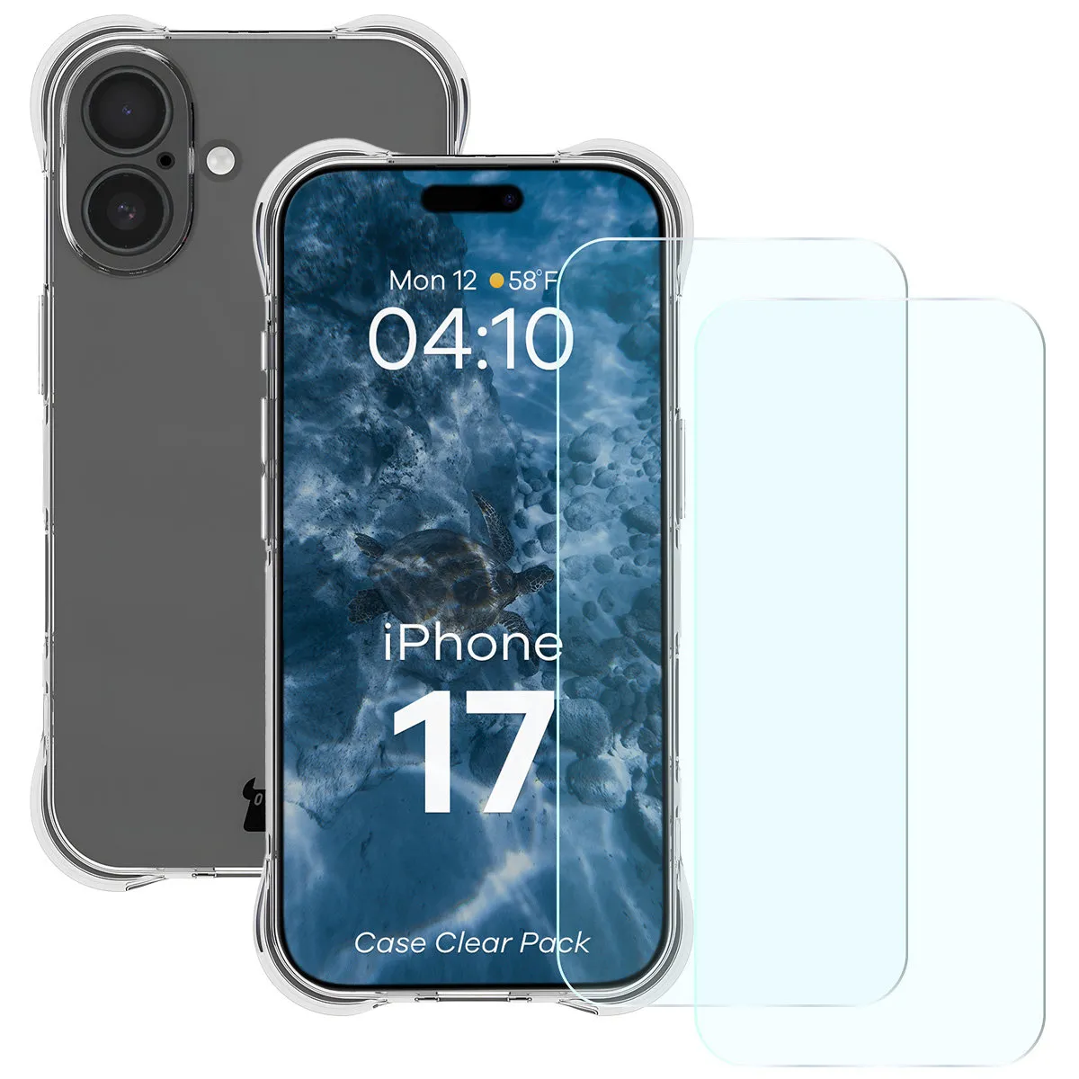 Etui Bizon elastyczne etui + 2x szkło hartowane Clear Pack do iPhone 17