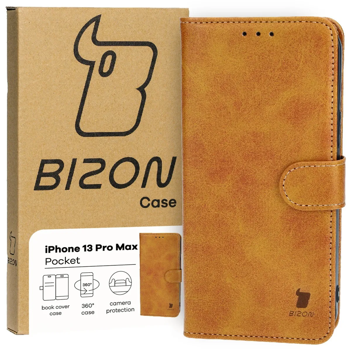 Etui Bizon Pocket do Apple iPhone 13 Pro Max Brązowy