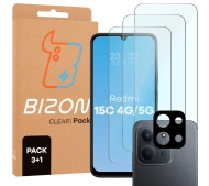 Bizon elastyczne etui Salpa + 2x szkło hartowane Clear Pack do Xiaomi Redmi 15C 4G / 5G