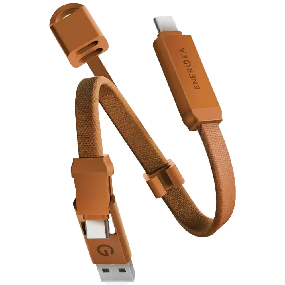 Kabel Energea Sheath Key 2w1 USB-C do USB-C/USB-A 60W 0,15m Pomarańczowy