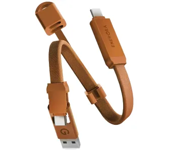 Kabel Energea Sheath Key 2w1 USB-C do USB-C/USB-A 60W 0,15m Pomarańczowy