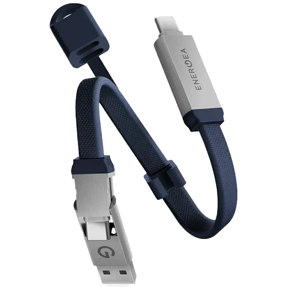 Kabel Energea Sheath Key 2w1 USB-C do USB-C/USB-A 60W 0,15m Niebieski