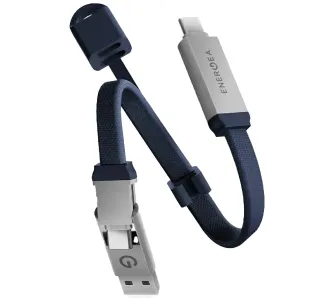 Kabel Energea Sheath Key 2w1 USB-C do USB-C/USB-A 60W 0,15m Niebieski