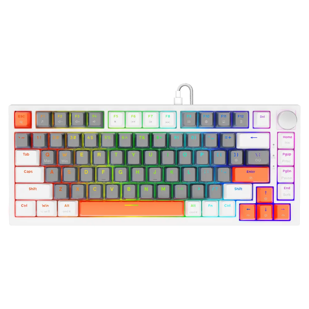 Klawiatura magnetyczna Savio ASTRAL Outemu White Jade Magnetic 3 kolory keycapów Biały