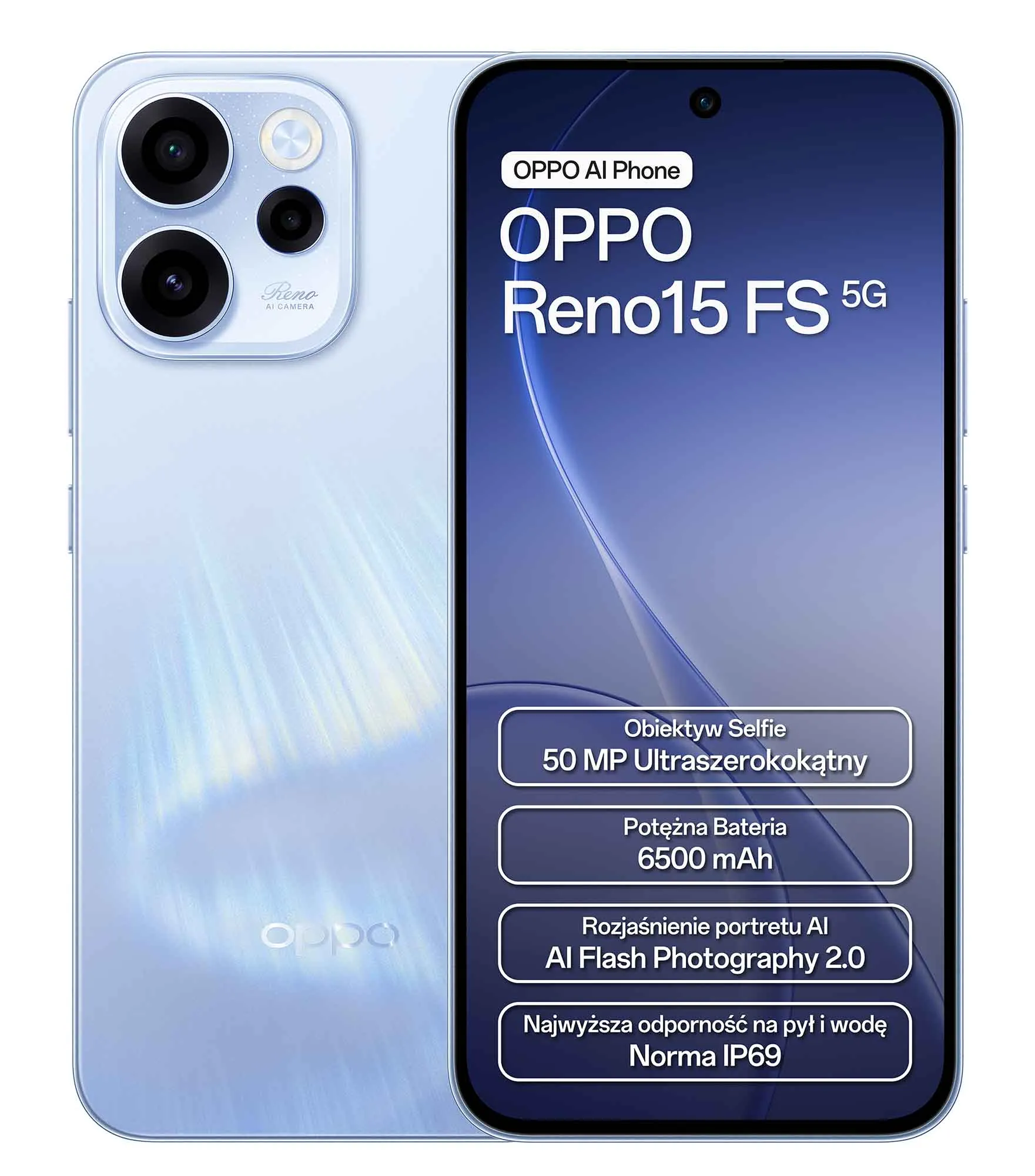 Smartfon OPPO Reno15FS 5G 8/512GB 6,57" 120Hz 50Mpix Niebieski