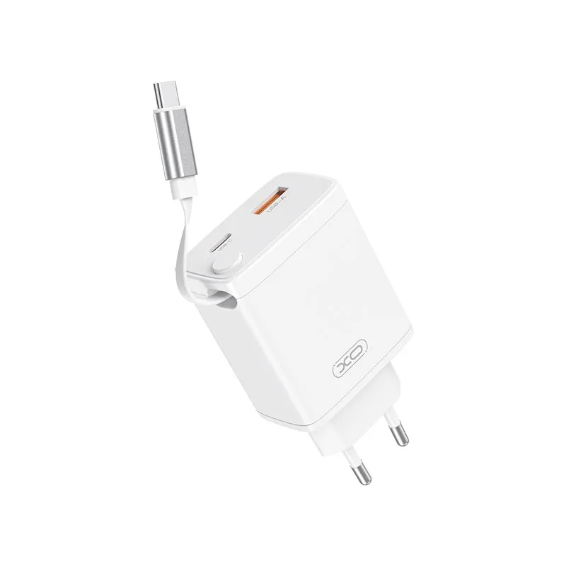 Ładowarka sieciowa XO CE31 USB-A USB-C 30W Biały + Kabel USB-C
