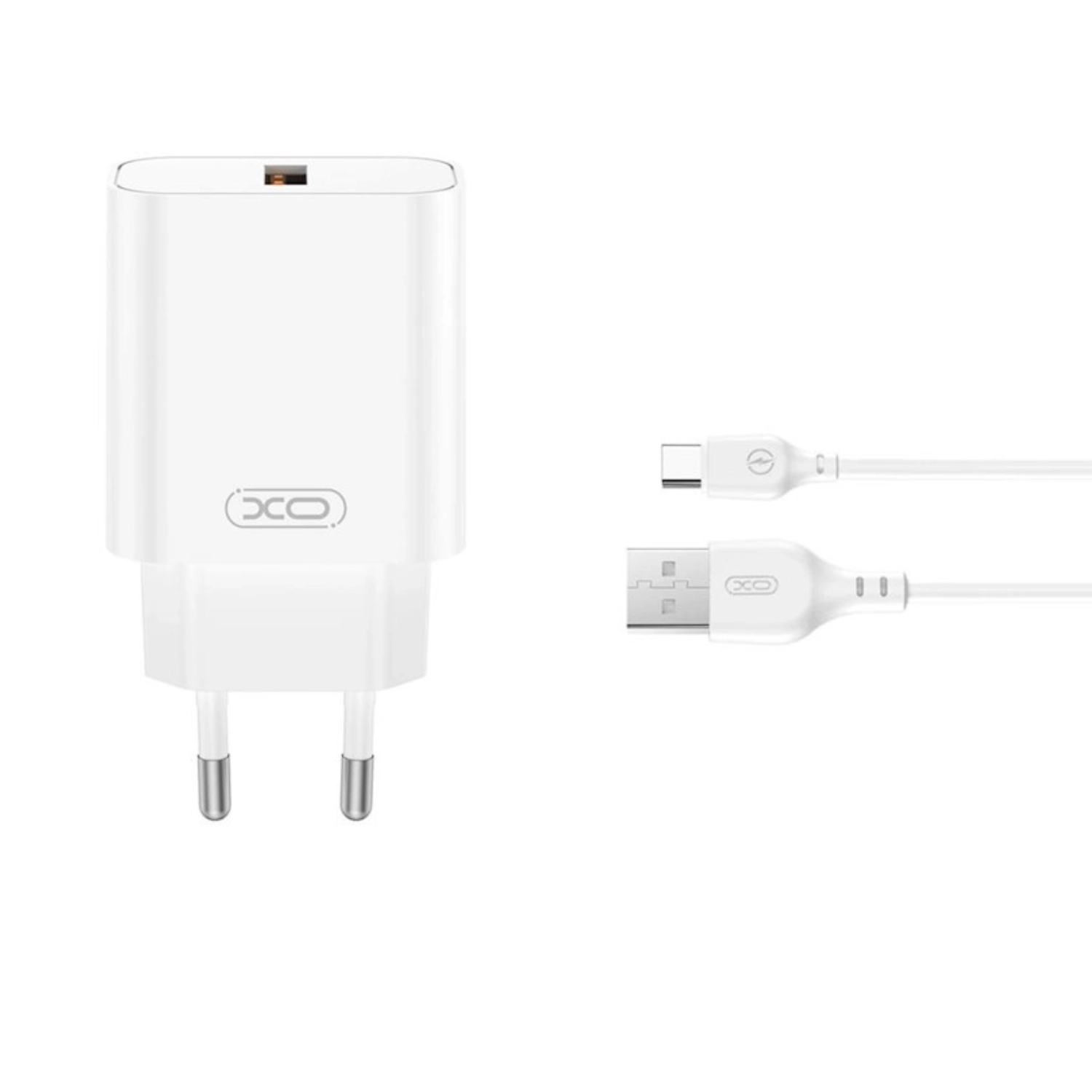 Ładowarka sieciowa XO CE33 USB-A 18W Biały + kabel USB-A do USB-C