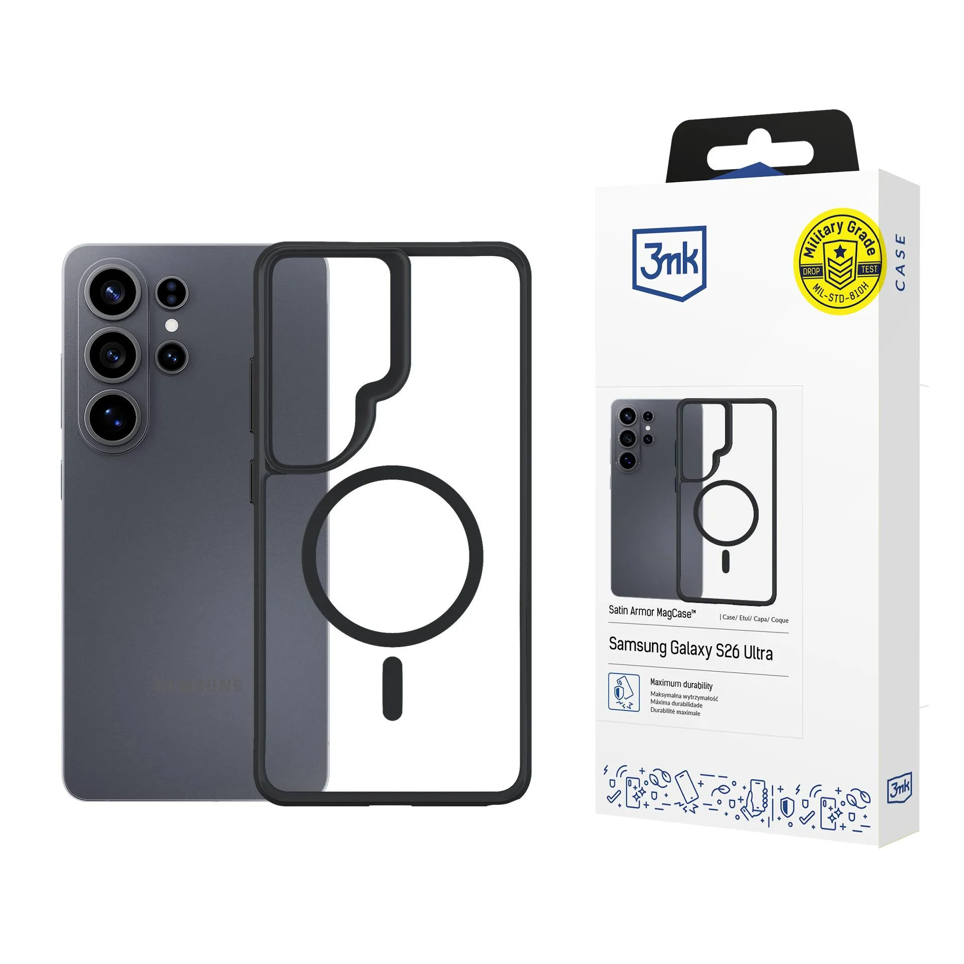 Etui 3mk Satin Armor MagCase do Galaxy S26 Ultra Czarny