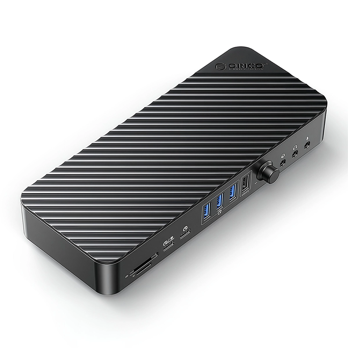 Stacja dokująca Orico DKA20-V1-EU-BK-EP USB-C 10 Gbps, 2x DP 4K, HDMI 4K, PD 60W, 6x USB-A, karty SD, audio Czarny