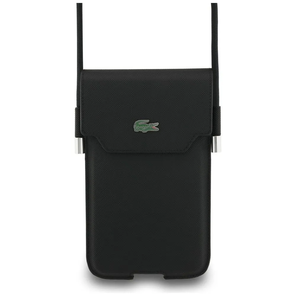 Etui Lacoste Universal Sleeve Crossbody Petit Pique Metal Logo XL Czarny