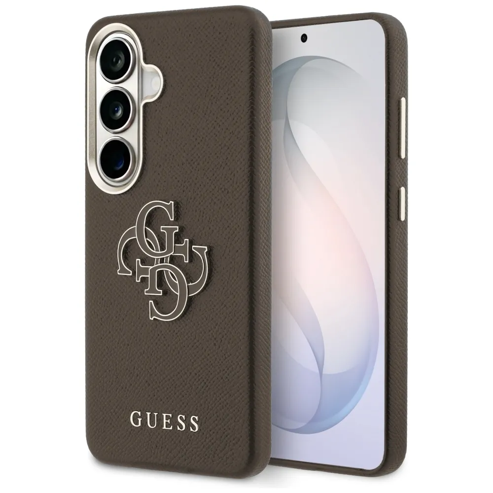 Guess Grained Big 4G Metal Logo do Galaxy S26+ Brązowy