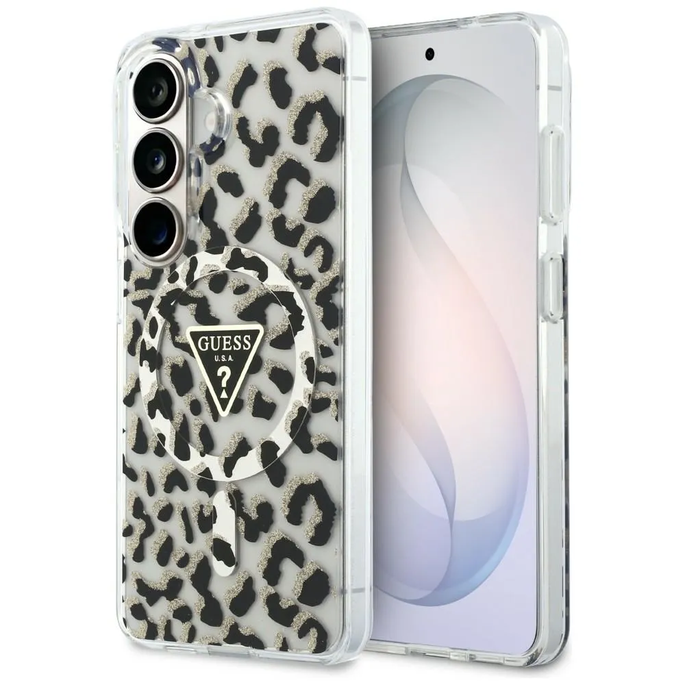 Etui Guess IML Leopard Print Triangle MagSafe do Galaxy S26 Czarny