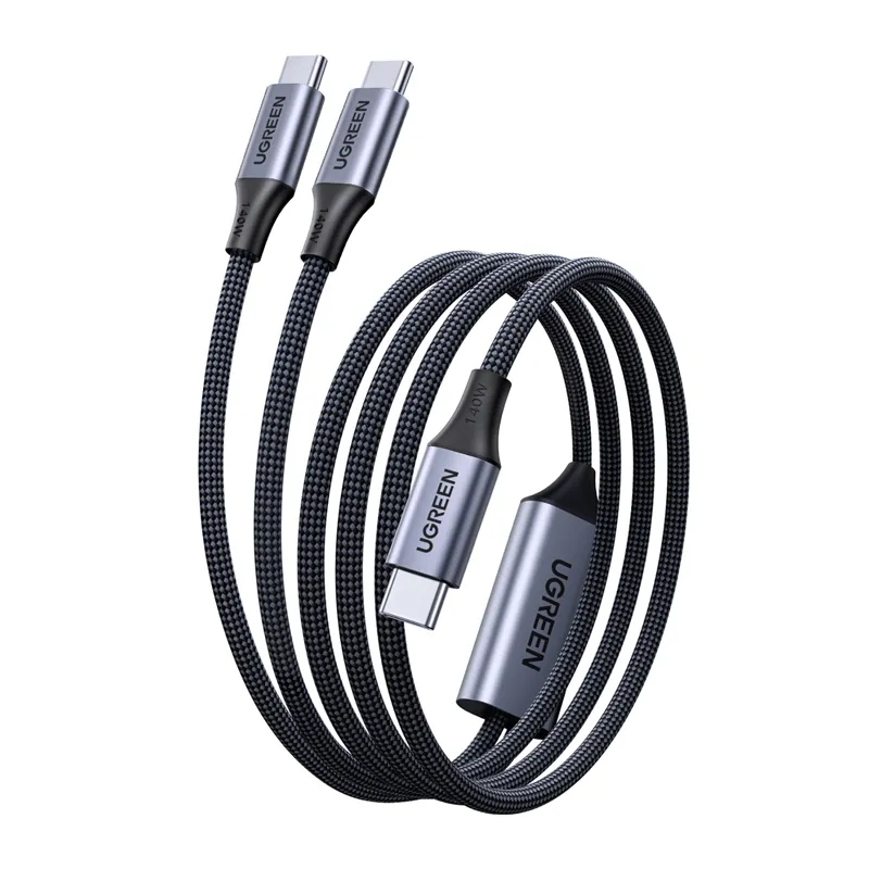 Kabel UGREEN L533 USB-C do 2x USB-C 140W 2m Czarny